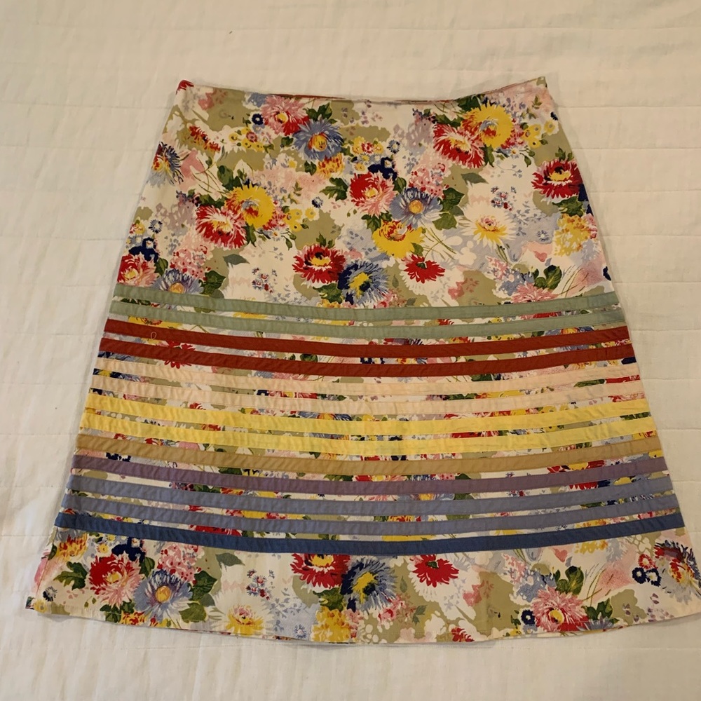 Anthropologie Odille Floral Ribbon Skirt size 10